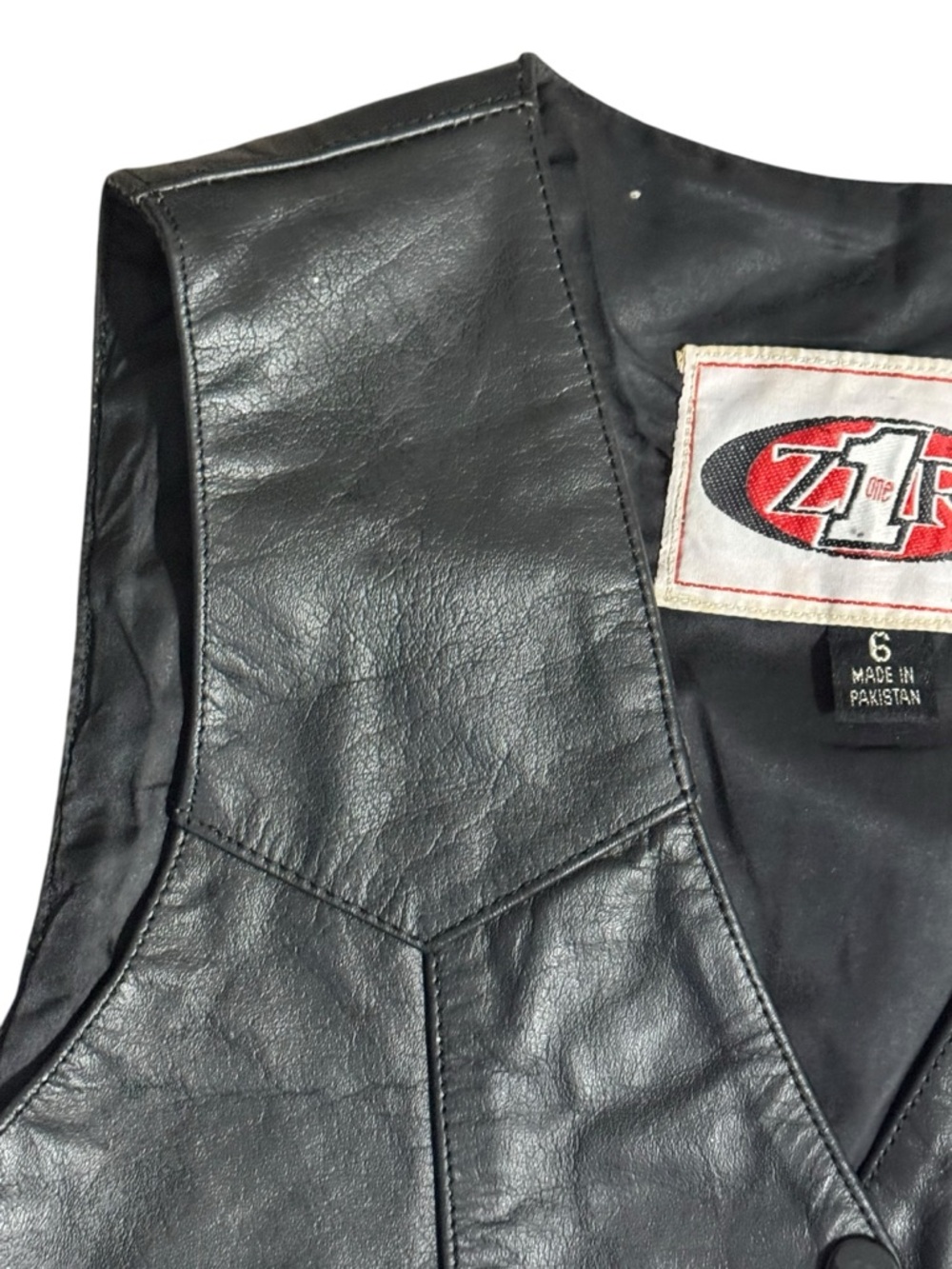 Vintage Z1R Black Leather Riding Vest, Size 6 - Picture 5 of 10